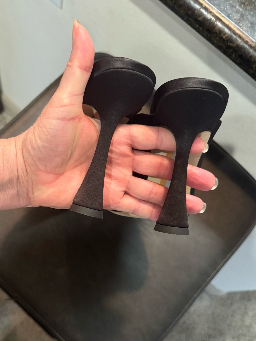 Sam Edelman Black Feather Pom Slip-On Mules - Picture 2 of 8